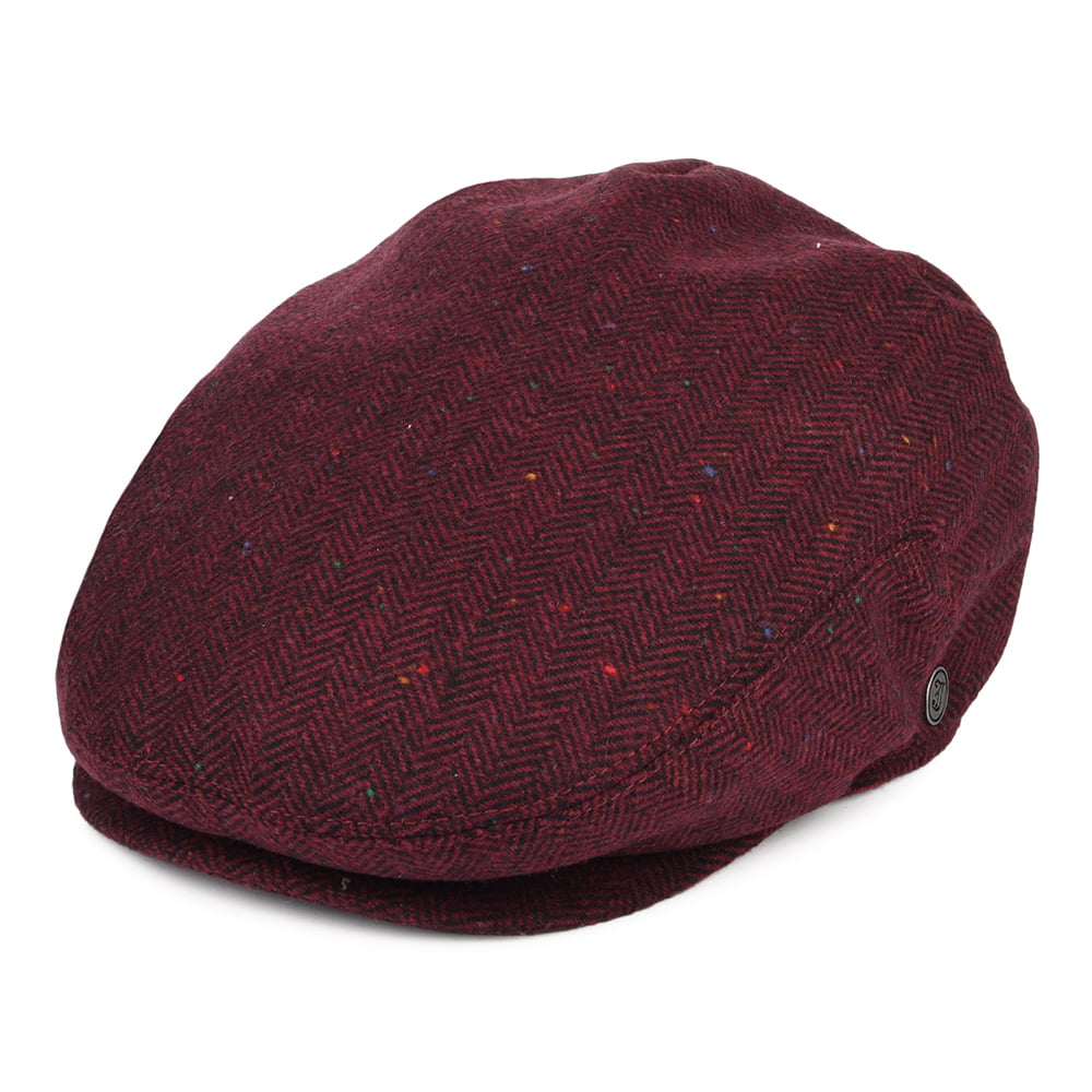 Gorra plana Hillcrest diseño de espiga de Jaxon & James - Rojo Burdeos-Negro
