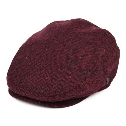 Gorra plana Hillcrest diseño de espiga de Jaxon & James - Rojo Burdeos-Negro