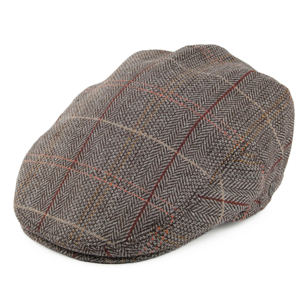 Gorra plana de tweed de Jaxon & James - Marrón-Gris