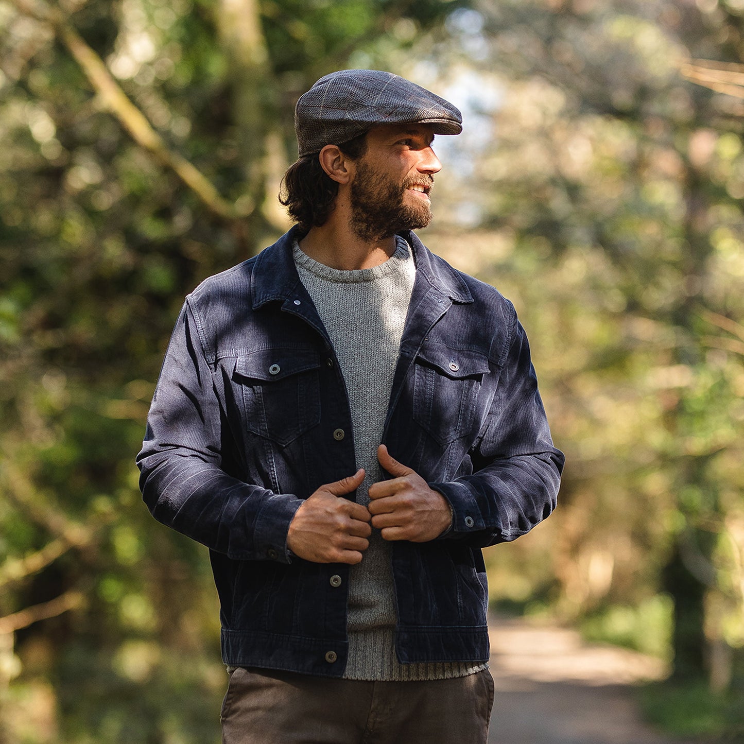Gorra plana de tweed de Jaxon & James - Marrón-Gris