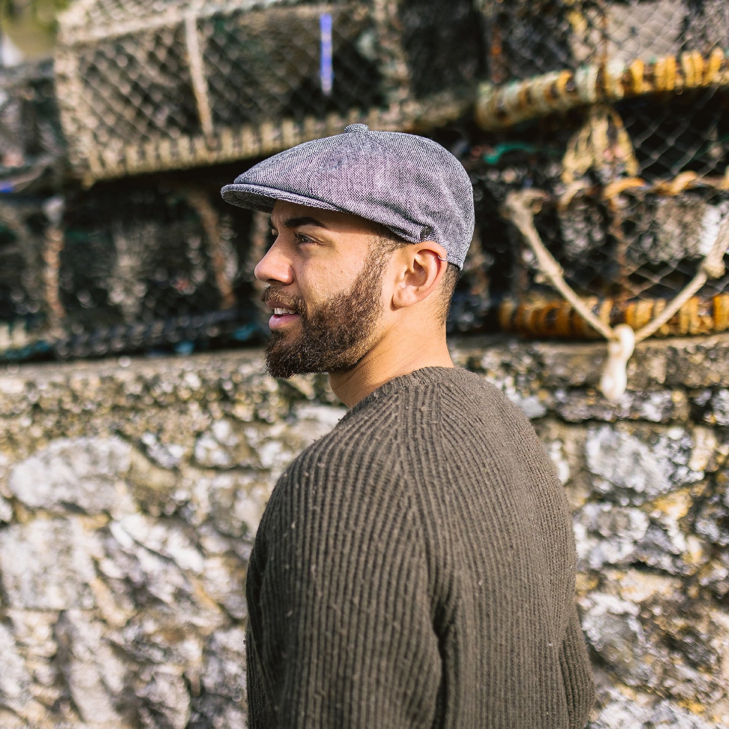 Gorra Newsboy Marl Tweed de Jaxon & James - Negro