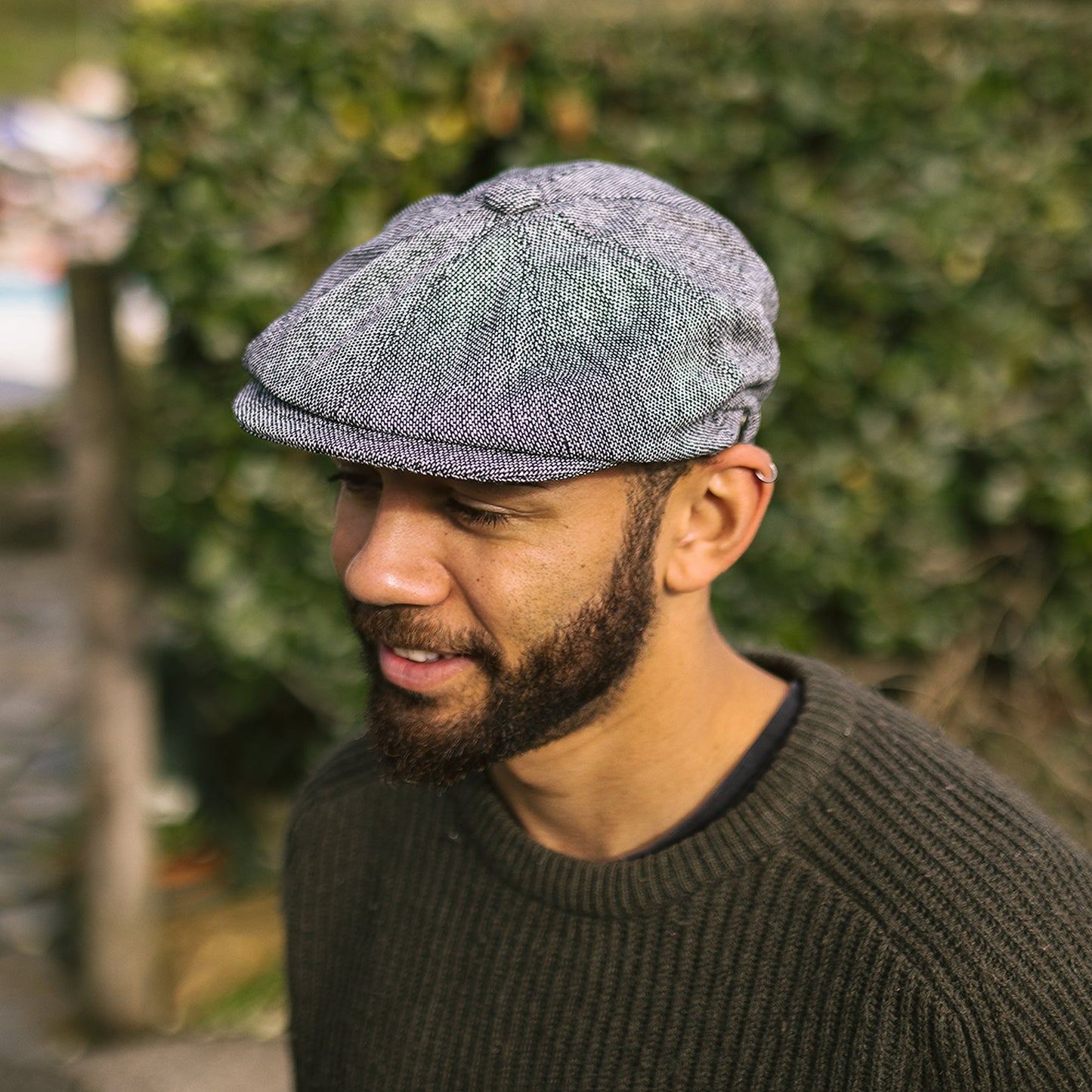 Gorra Newsboy Marl Tweed de Jaxon & James - Negro