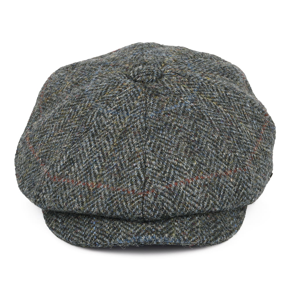 Gorra Newsboy redonda Carloway de Harris Tweed diseño de espiga de Failsworth - Mezcla de grises