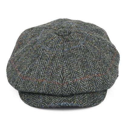 Gorra Newsboy redonda Carloway de Harris Tweed diseño de espiga de Failsworth - Mezcla de grises