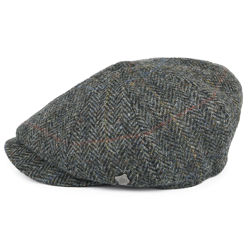 Gorra Newsboy redonda Carloway de Harris Tweed diseño de espiga de Failsworth - Mezcla de grises