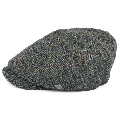 Gorra Newsboy redonda Carloway de Harris Tweed diseño de espiga de Failsworth - Mezcla de grises