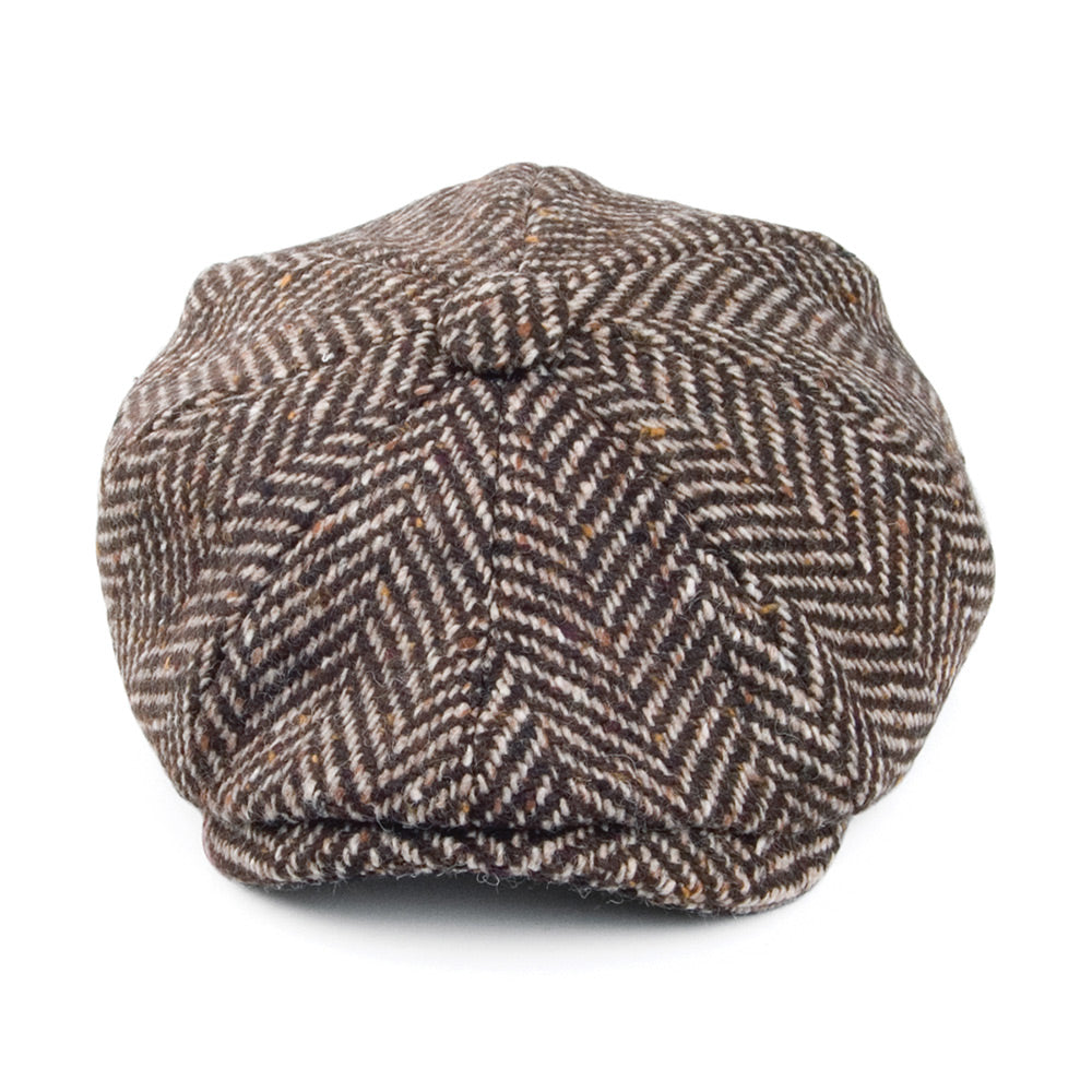 Gorra Newsboy de diseño de espiga de Olney - Marrón