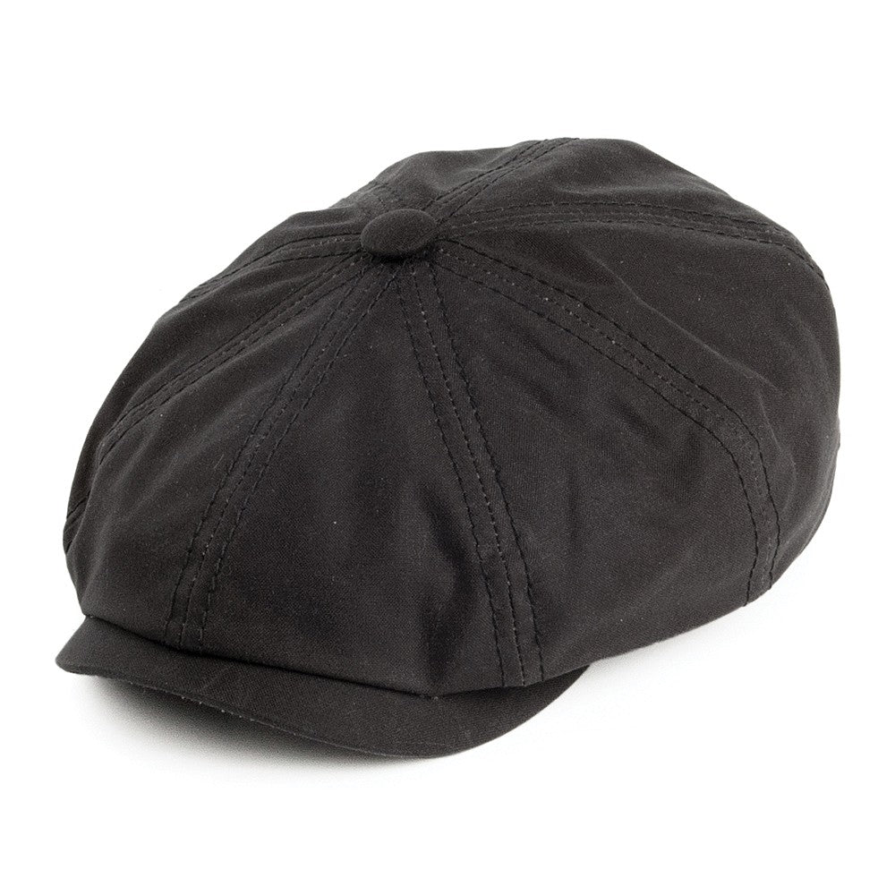 Gorra plana Newsboy Hatteras de algodón de Stetson - Negro Lavado