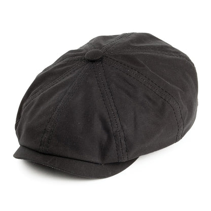 Gorra plana Newsboy Hatteras de algodón de Stetson - Negro Lavado