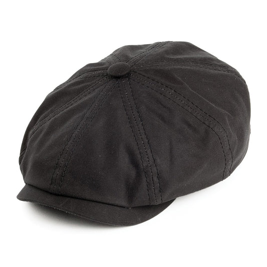 Gorra plana Newsboy Hatteras de algodón de Stetson - Negro Lavado