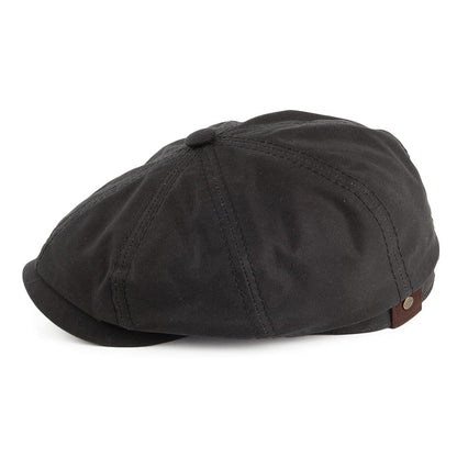 Gorra plana Newsboy Hatteras de algodón de Stetson - Negro Lavado