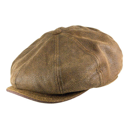 Gorra Newsboy Burney de piel de Stetson - Marrón