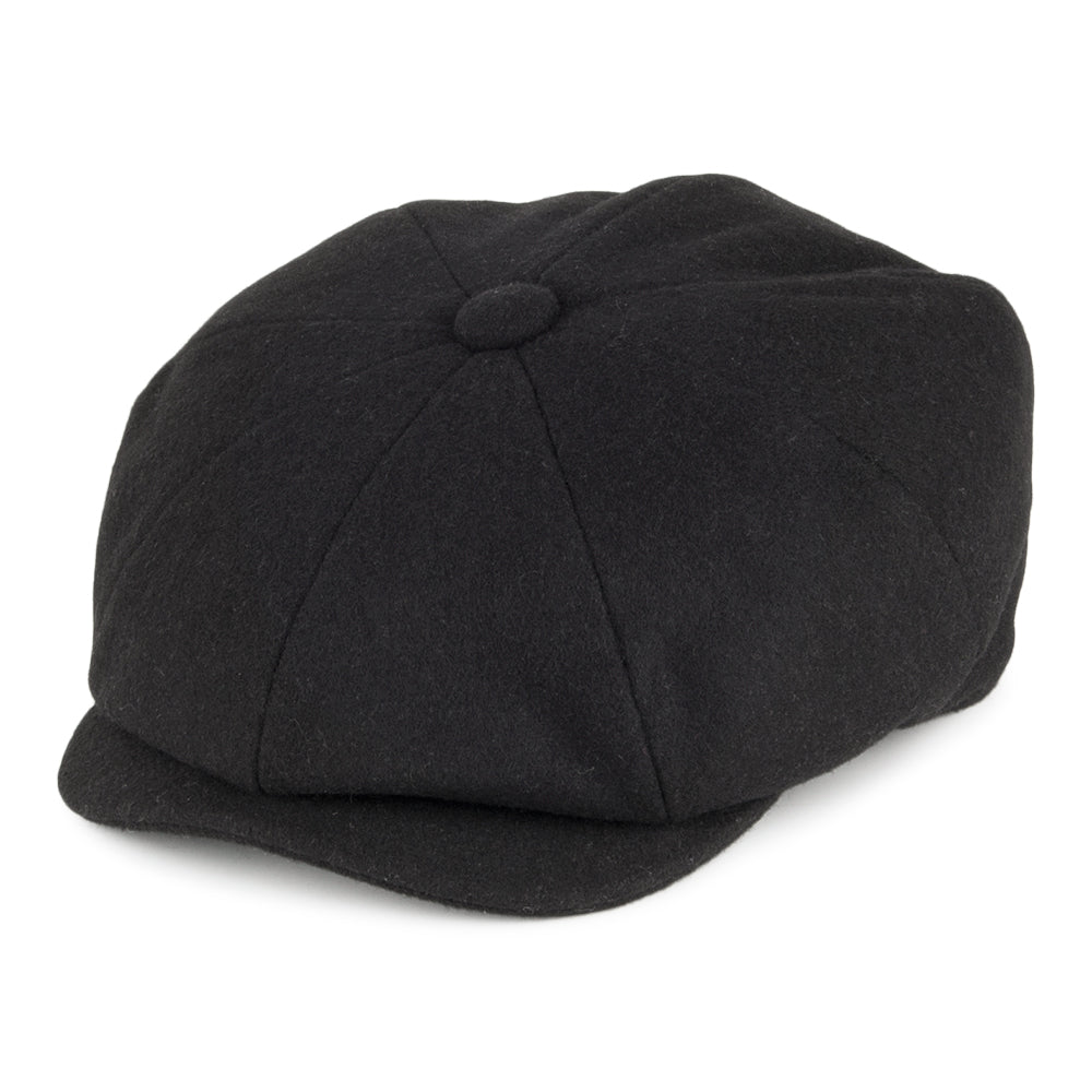 Gorra Newsboy de lana Melton de Christys - Negro