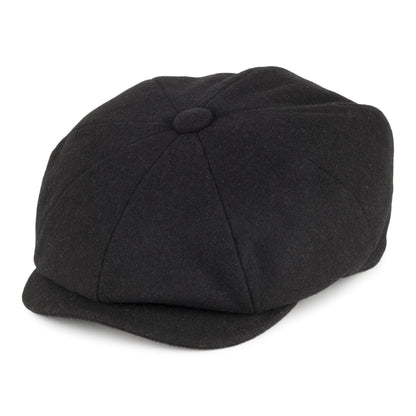Gorra Newsboy de lana Melton de Christys - Negro