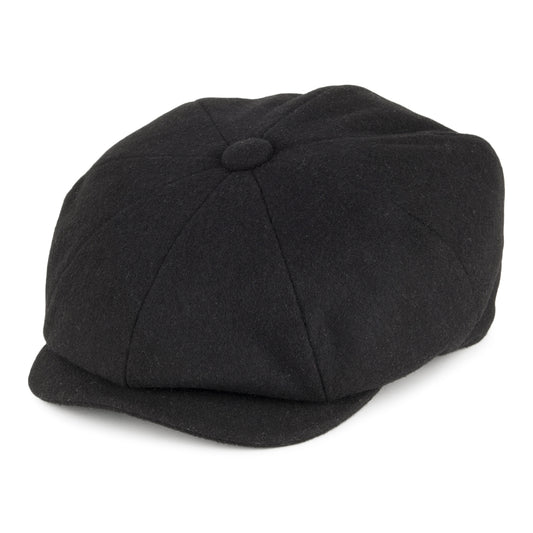 Gorra Newsboy de lana Melton de Christys - Negro