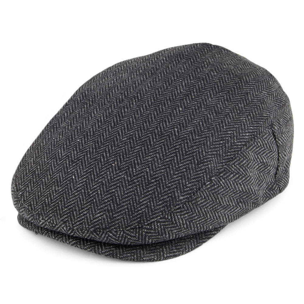 Gorra plana Hooligan de Brixton - Gris/Negro diseño de espiga