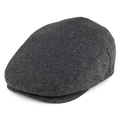 Gorra plana Hooligan de Brixton - Gris/Negro diseño de espiga