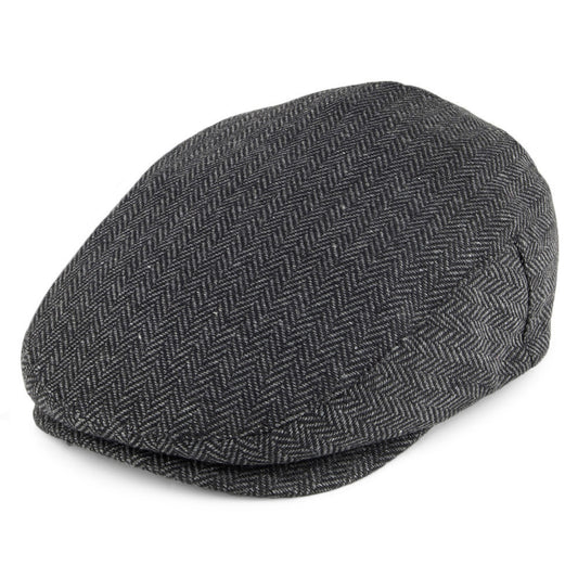 Gorra plana Hooligan de Brixton - Gris/Negro diseño de espiga