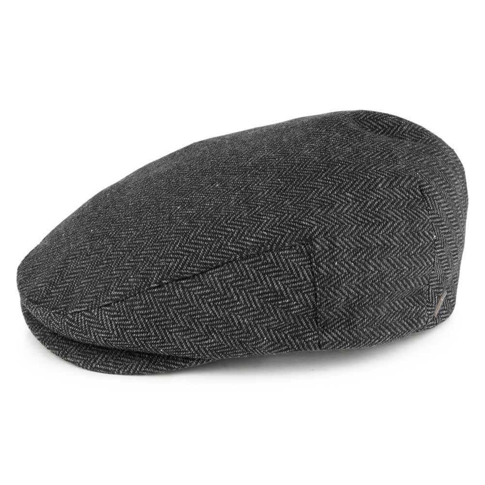 Gorra plana Hooligan de Brixton - Gris/Negro diseño de espiga