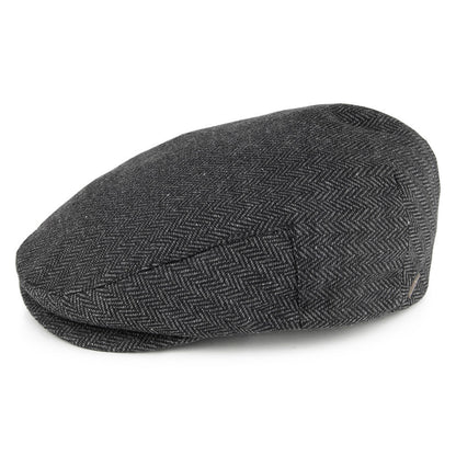 Gorra plana Hooligan de Brixton - Gris/Negro diseño de espiga