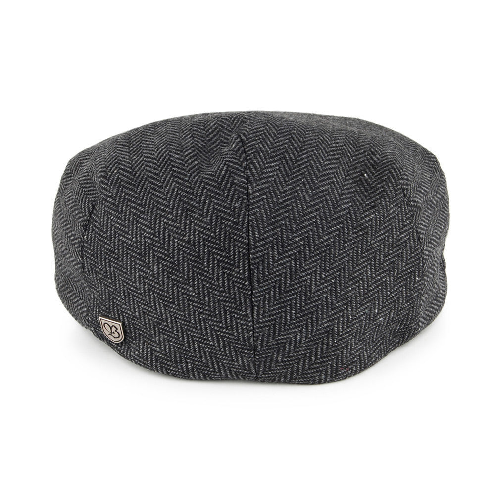 Gorra plana Hooligan de Brixton - Gris/Negro diseño de espiga