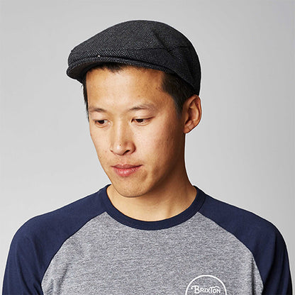 Gorra plana Hooligan de Brixton - Gris/Negro diseño de espiga