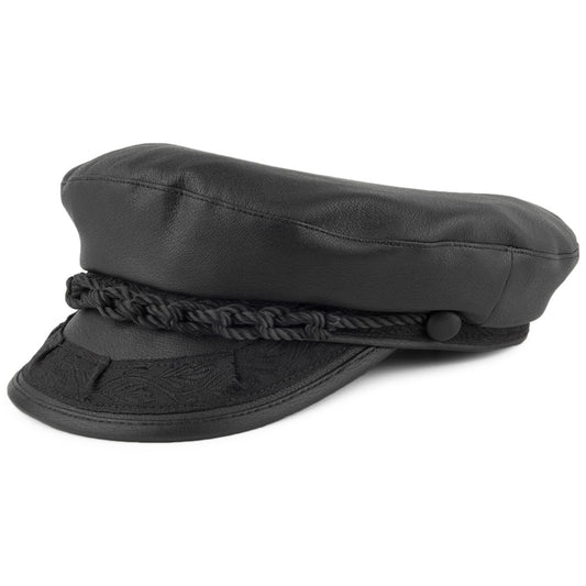 Gorra marinera de piel sintética mate de Jaxon & James - Negro