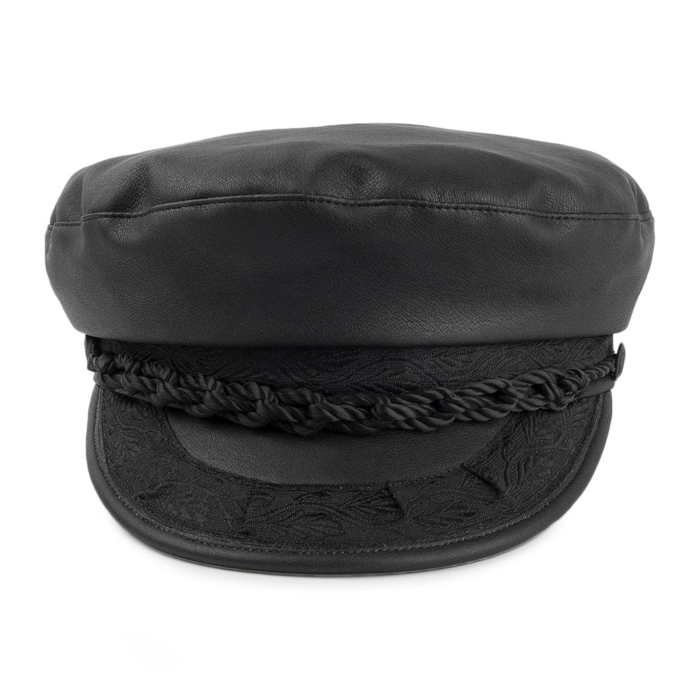 Gorra marinera de piel sintética mate de Jaxon & James - Negro