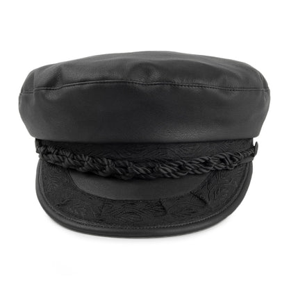 Gorra marinera de piel sintética mate de Jaxon & James - Negro