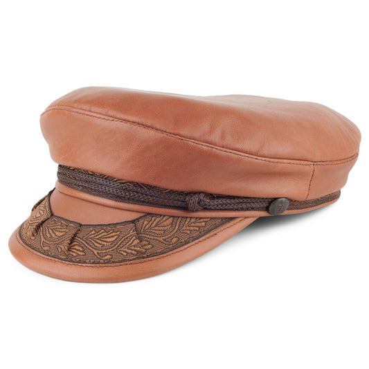 Gorra marinera griega de cuero de Jaxon & James - Marrón Claro