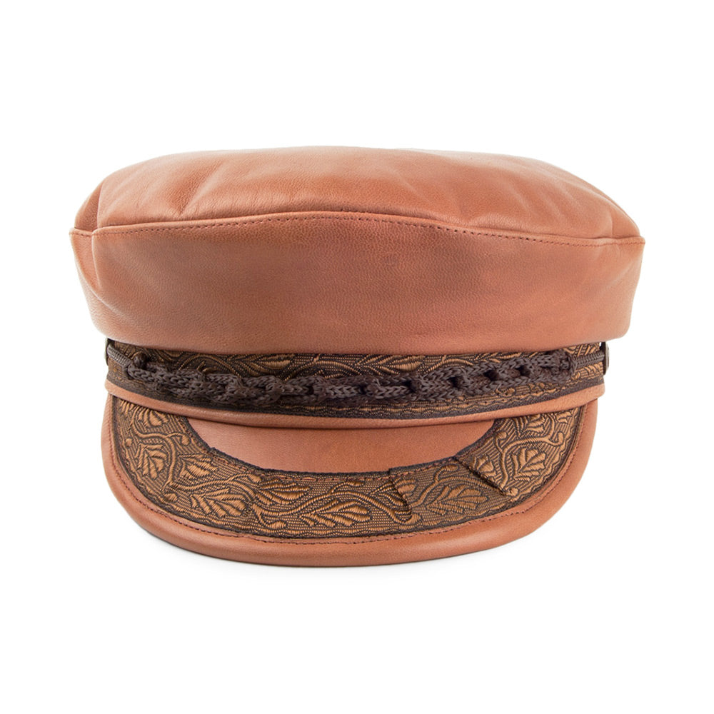 Gorra marinera griega de cuero de Jaxon & James - Marrón Claro