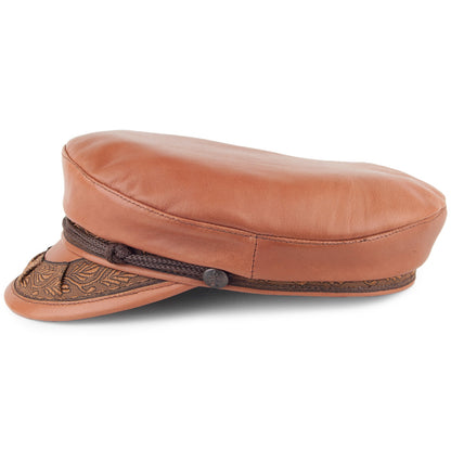 Gorra marinera griega de cuero de Jaxon & James - Marrón Claro