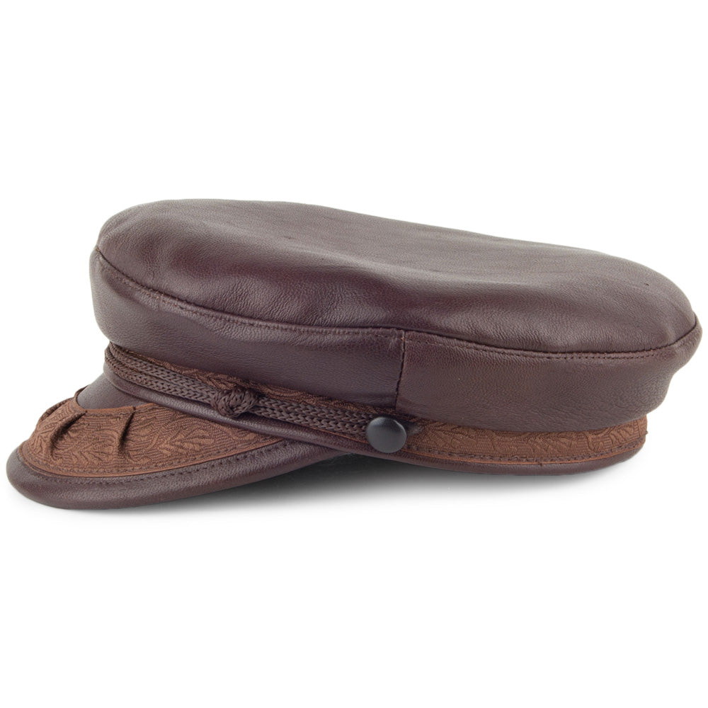 Gorra marinera griega de cuero de Jaxon & James - Marrón Oscuro