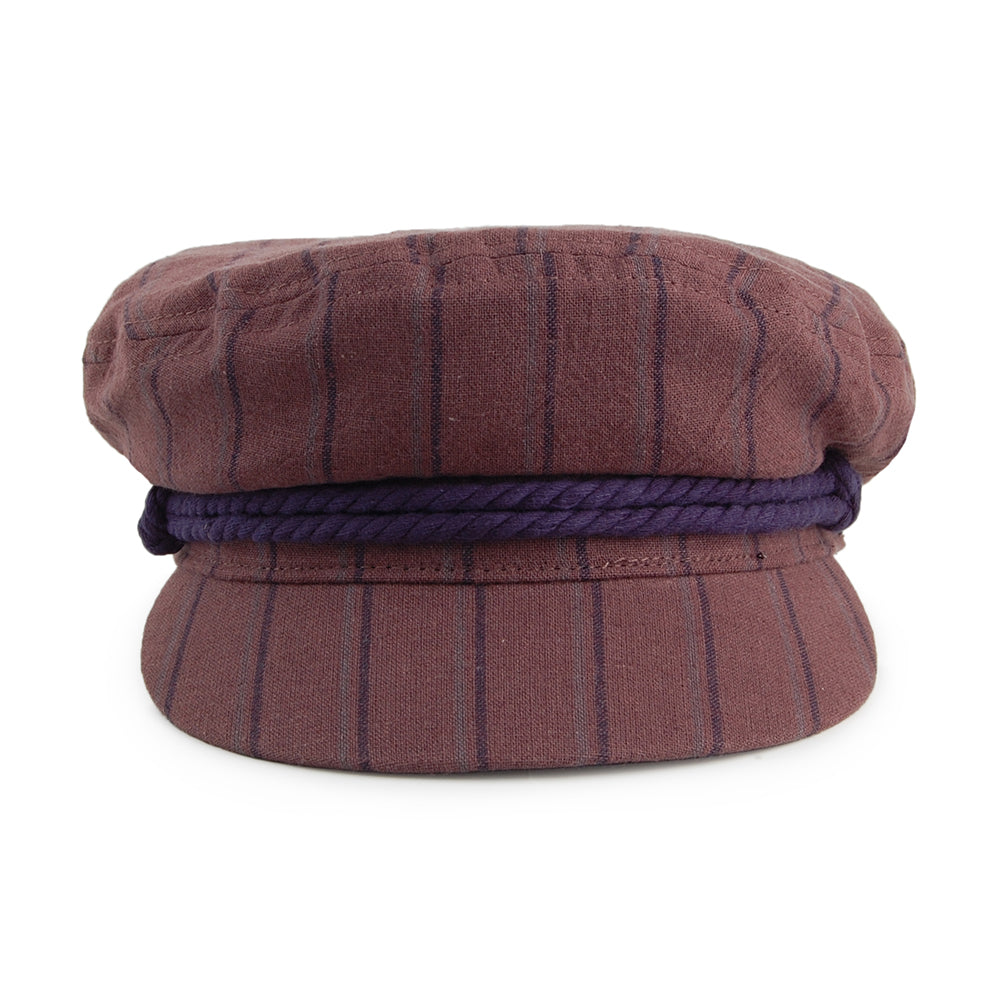 Gorra marinera a rayas de Brixton - Marrón Castaño