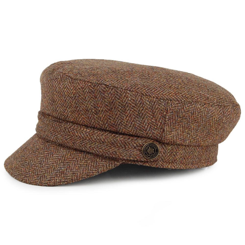 Gorra marinera de Tweed diseño de espiga de Christys - Camel