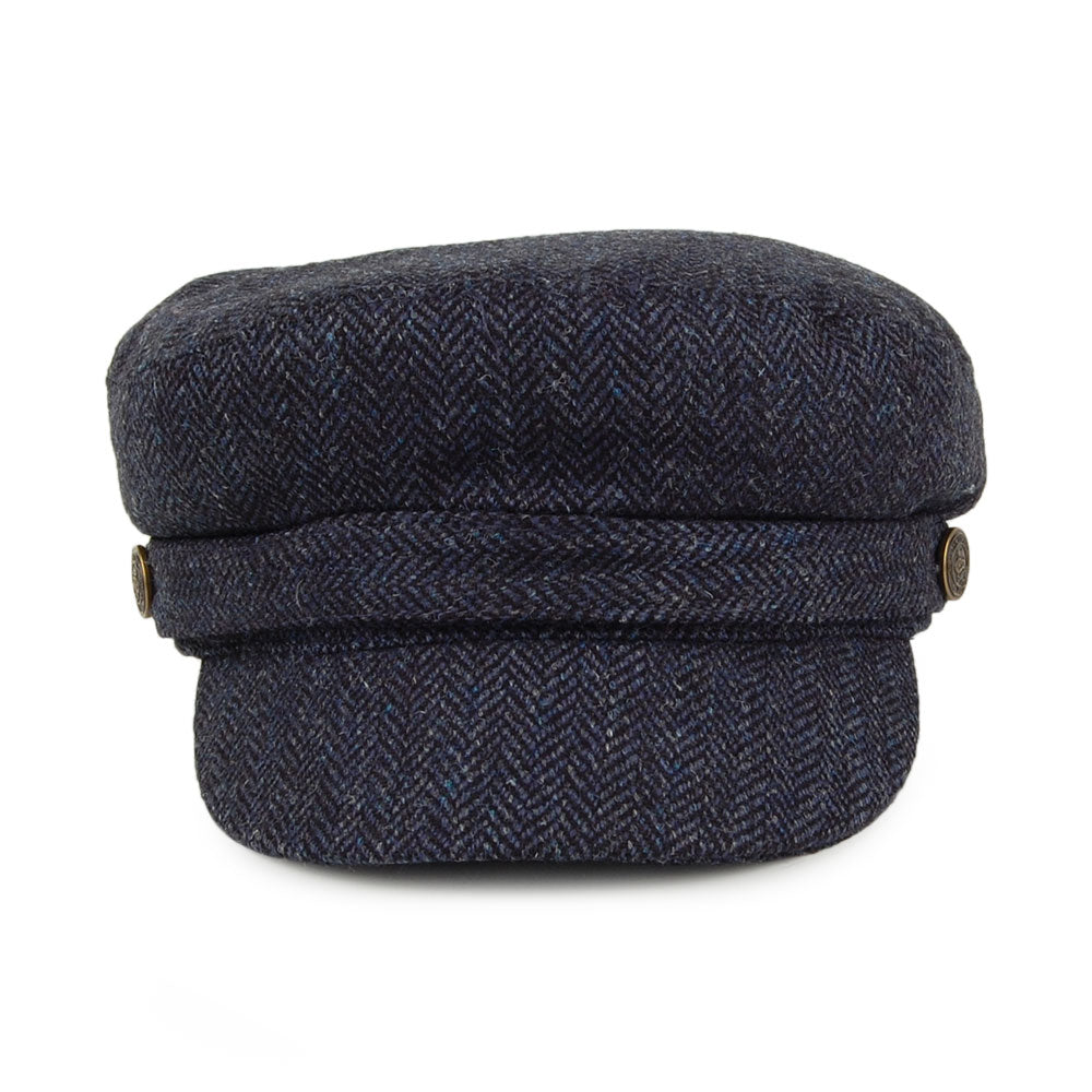 Gorra marinera de Tweed diseño de espiga de Christys - Azul Marino