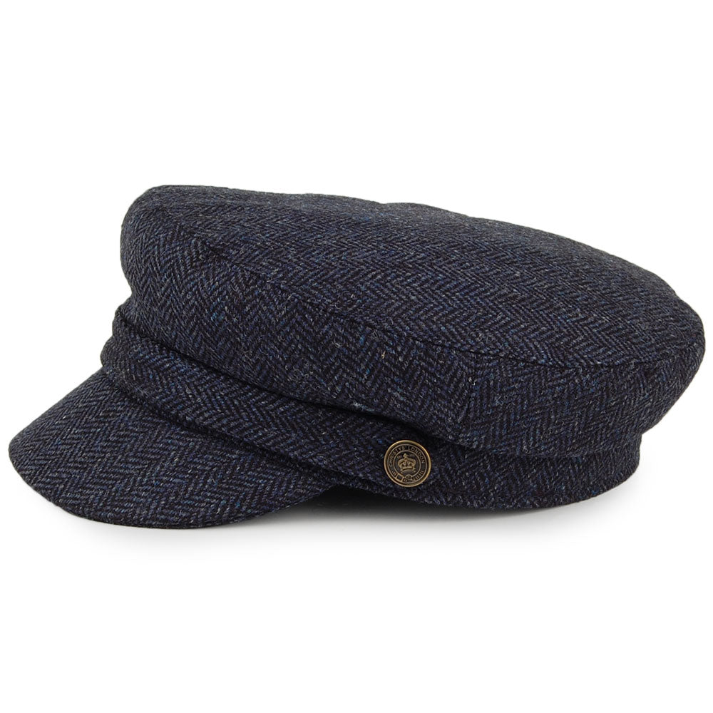 Gorra marinera de Tweed diseño de espiga de Christys - Azul Marino