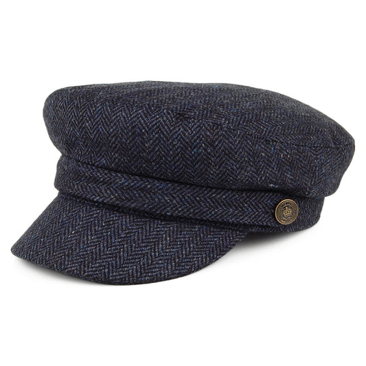 Gorra marinera de Tweed diseño de espiga de Christys - Azul Marino