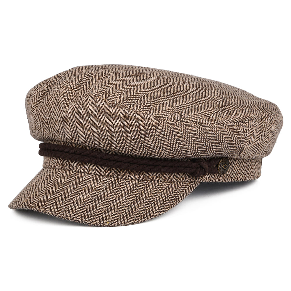 Gorra marinera diseño de espiga de Brixton - Marrón Oscuro-Arena