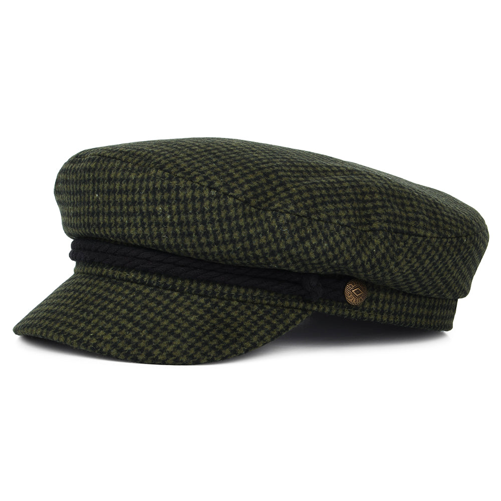 Gorra marinera pata de gallo de Brixton - Verde Musgo-Negro