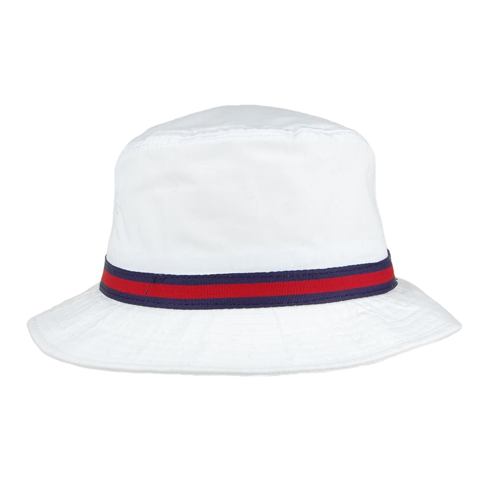 Sombrero de pescador repelente al agua con franjas de Dorfman Pacific - Blanco