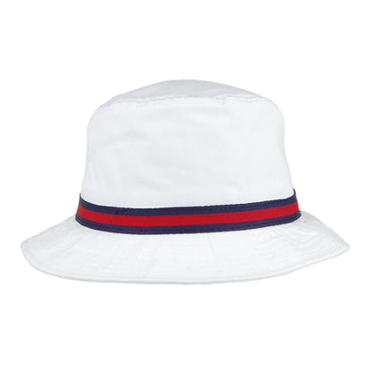 Sombrero de pescador repelente al agua con franjas de Dorfman Pacific - Blanco