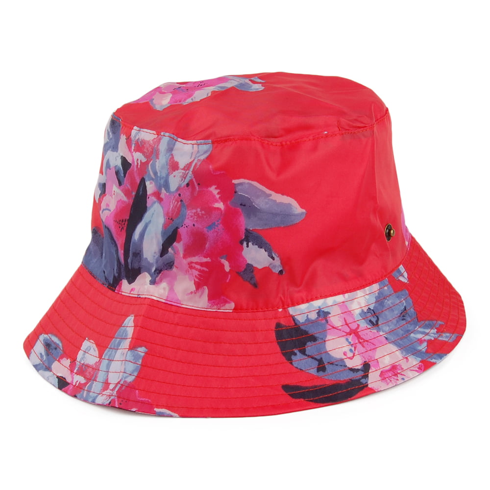 Sombrero de pescador Rainy Day Red Floral de Joules - Coral