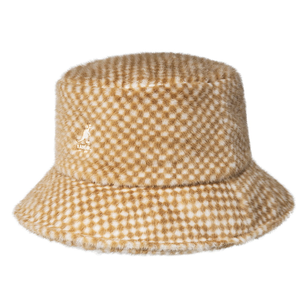Sombrero de pescador de piel sintética a cuadros de Kangol - Beige Arena