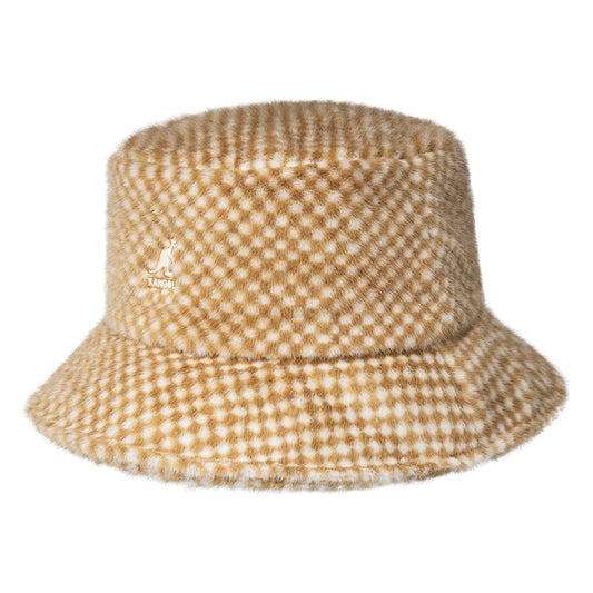 Sombrero de pescador de piel sintética a cuadros de Kangol - Beige Arena