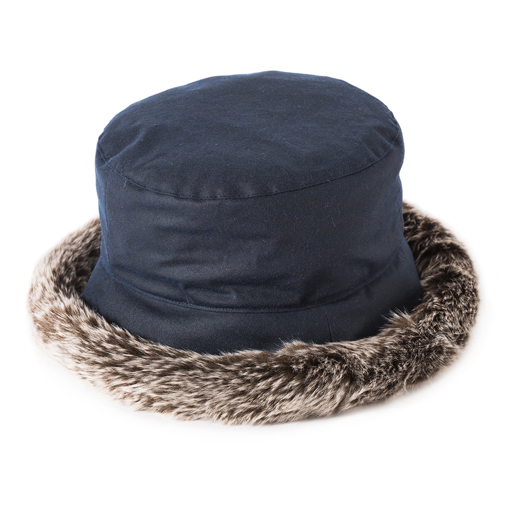 Sombrero de pescador Classic Ribete de piel sintética de algodón encerado de Failsworth - Azul Marino