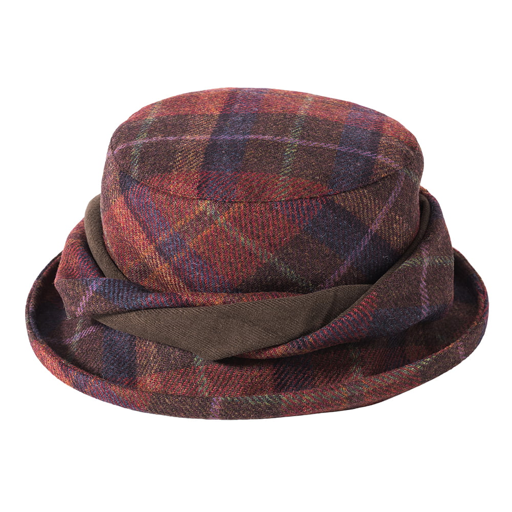 Sombrero de pescador de lana británica Tela escocesa de Failsworth - Rojo Multi