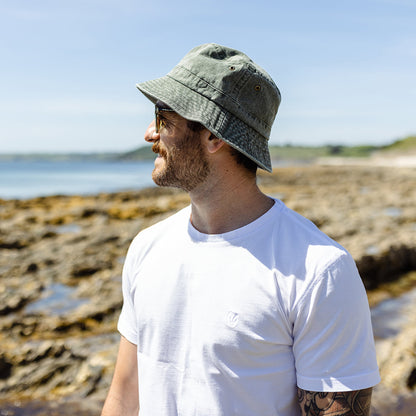 Sombrero de pescador plegable de algodón de Jaxon & James - Verde Oliva
