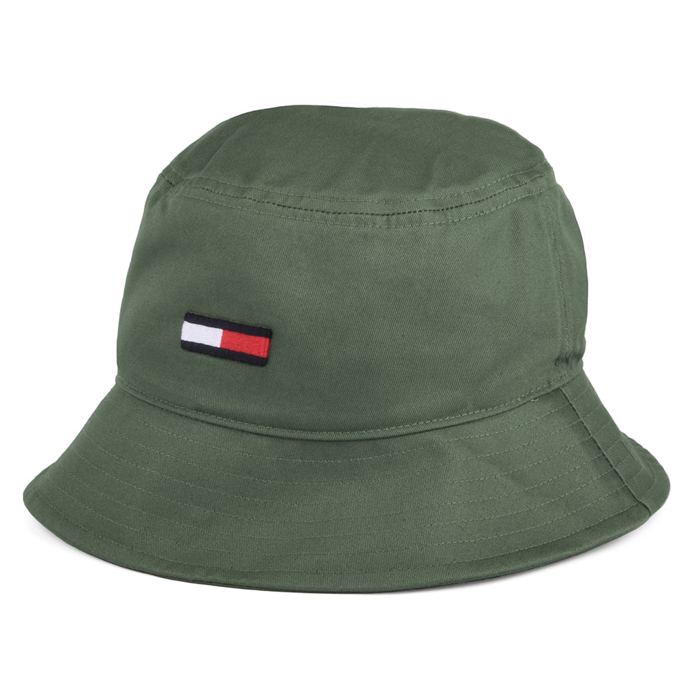 Sombrero de pescador TJM Flag de algodón orgánico de Tommy Hilfiger - Oliva Oscuro