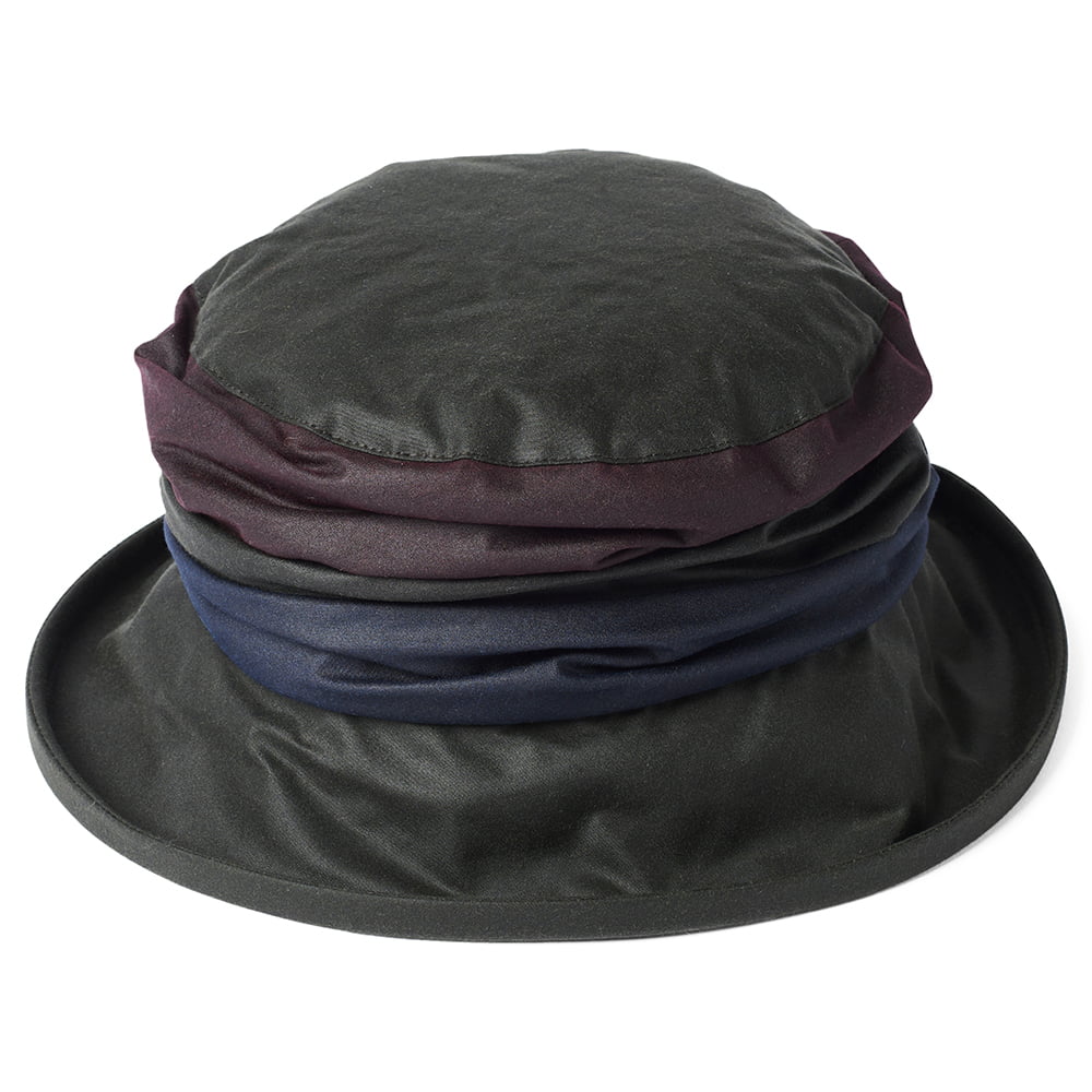 Sombrero de pescador Annie lluvia de algodón encerado de Failsworth - Verde Oliva